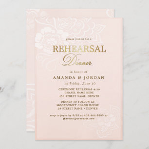 Invitation Dîner de répétition Mariage de dentelle rose vif