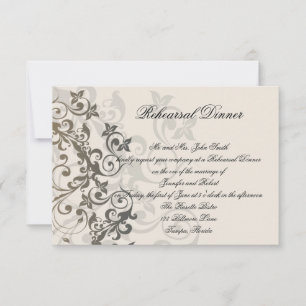 Invitation Dîner de répétition Mariage de Filigree de charbon