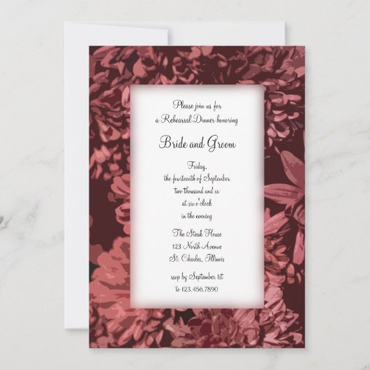 Invitation Dîner de répétition Mariage de fleurs de chrysanth (Devant)