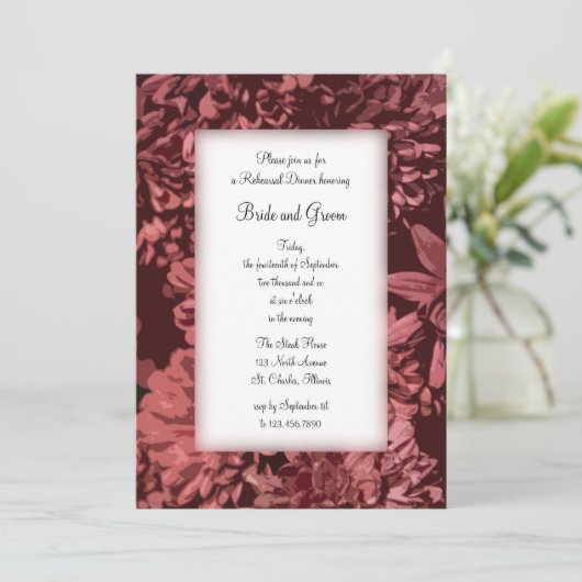 Invitation Dîner de répétition Mariage de fleurs de chrysanth (Debout devant)