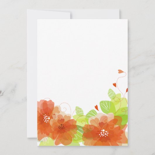 Invitation Dîner de répétition mariage de fleurs orange (Dos)