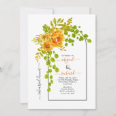 Invitation Dîner de répétition mariage de fleurs orange et ar (Devant)