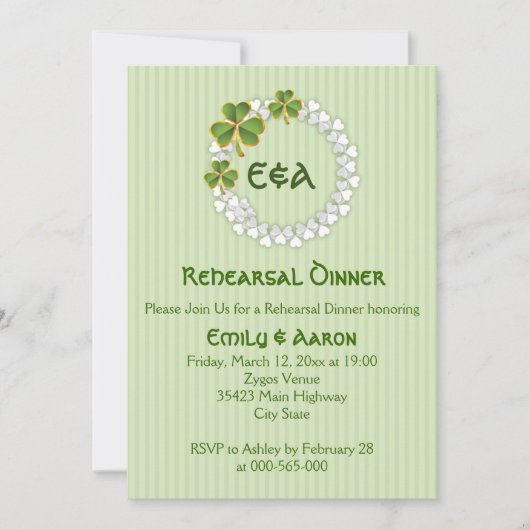 Invitation Dîner de répétition mariage de la couronne et des  (Devant)