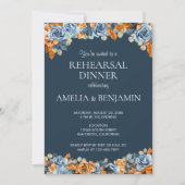 Invitation Dîner de répétition Mariage de la Marine Blue Rust (Devant)