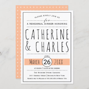 Invitation Dîner de répétition mariage de la pêche à la typog