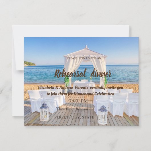 Invitation Dîner de répétition Mariage de la plage tropicale (Devant)