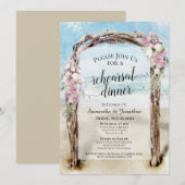 Invitation Dîner de répétition Mariage de la plage Watercolor (Devant / Derrière)