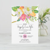 Invitation Dîner de répétition Mariage de la tulipe rose aqua (Debout devant)