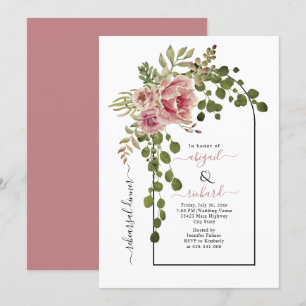Invitation Dîner de répétition mariage de l'arc de fleurs ros