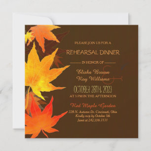 Invitation Dîner de répétition Mariage de l'érable d'automne
