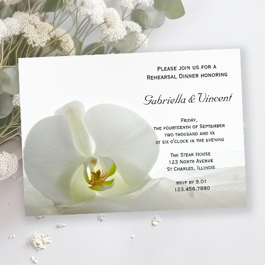 Invitation Dîner de répétition Mariage de l'orchidée blanche 