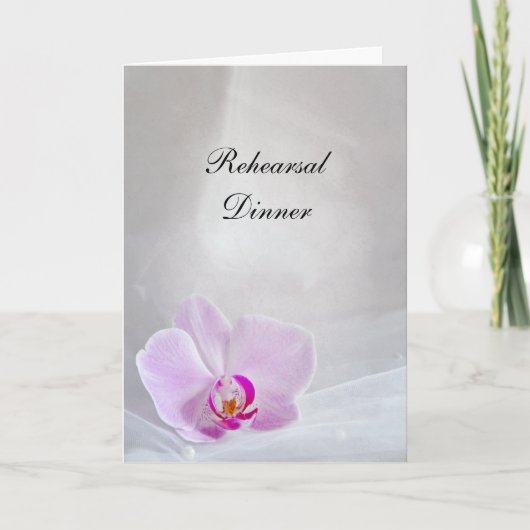 Invitation Dîner de répétition Mariage de l'orchidée rose et (Devant)
