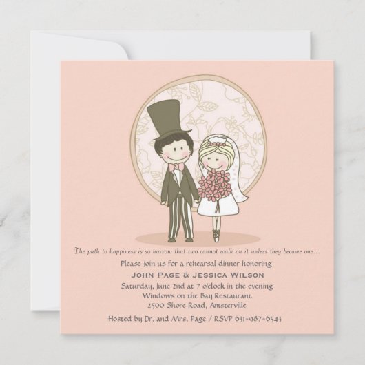 Invitation Dîner de répétition Mariage de mariées et de marié (Devant)