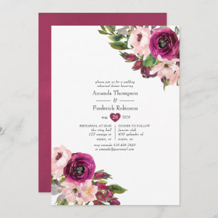 Invitation Dîner de répétition Mariage de marsala et de flush