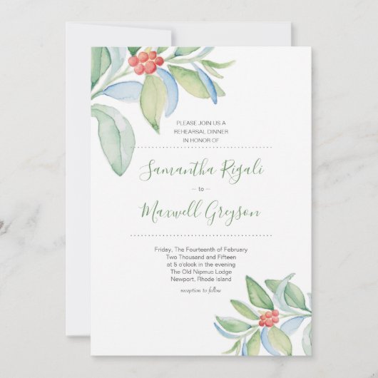 Invitation Dîner de répétition Mariage de Noël (Devant)