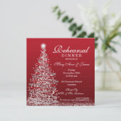 Invitation Dîner de répétition Mariage de Noël Argent rouge (Debout devant)