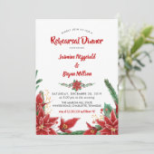 Invitation Dîner de répétition Mariage de Noël Red Poinsettia (Debout devant)