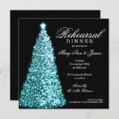 Invitation Dîner de répétition Mariage de Noël Turquoise (Devant / Derrière)