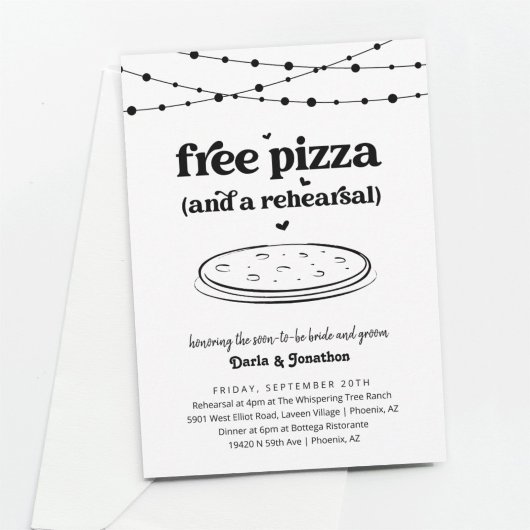 Invitation Dîner de répétition Mariage de pizza amusant Invit