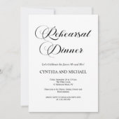 Invitation Dîner de répétition Mariage de script élégant (Devant)