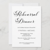 Invitation Dîner de répétition Mariage de script moderne (Devant)