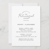 Invitation Dîner de répétition Mariage de script moderne blan (Devant)