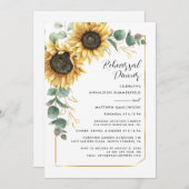 Invitation Dîner de répétition Mariage de tournesol d'aquarel (Devant / Derrière)