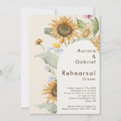 Invitation Dîner de répétition Mariage de tournesol rustique  (Devant)