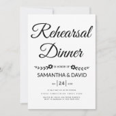 Invitation Dîner de répétition mariage de typographie noir et (Devant)