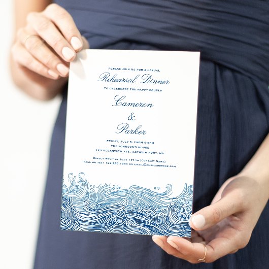Invitation Dîner de répétition Mariage Décontracté Blue Ocean