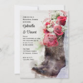 Invitation Dîner de répétition Mariage des bottes de cowboy R (Devant)