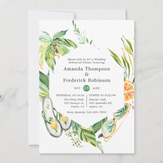 Invitation Dîner de répétition Mariage d'été (Devant)