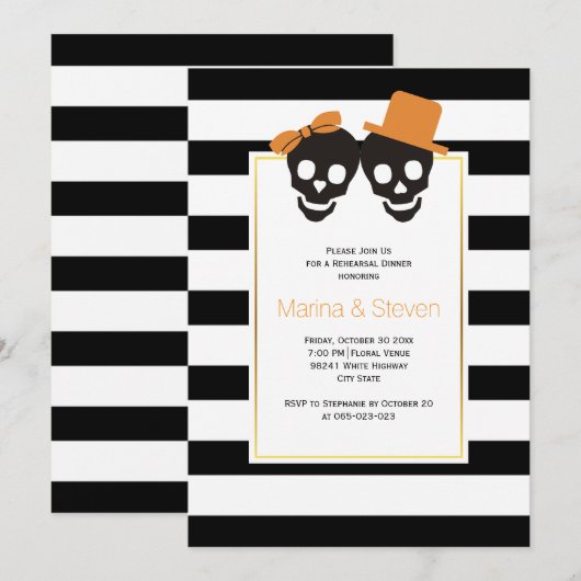 Invitation Dîner de répétition mariage d'Halloween (Devant / Derrière)
