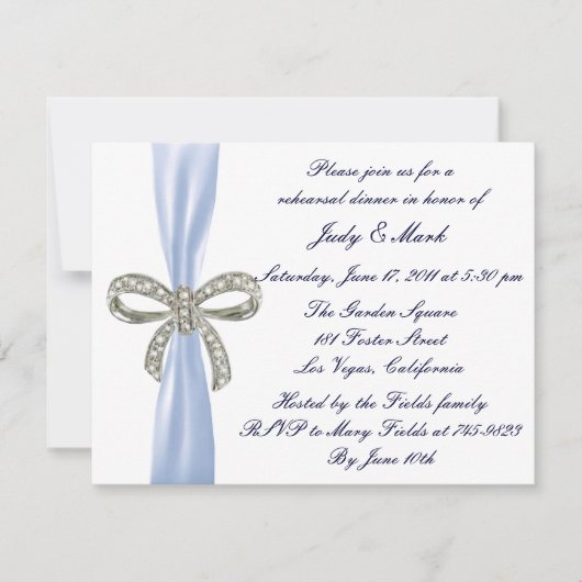 Invitation Dîner de répétition Mariage Diamond bleu Invitatio (Devant)