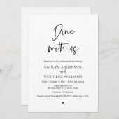 Invitation Dîner de répétition mariage, Dîner avec nous (Devant / Derrière)