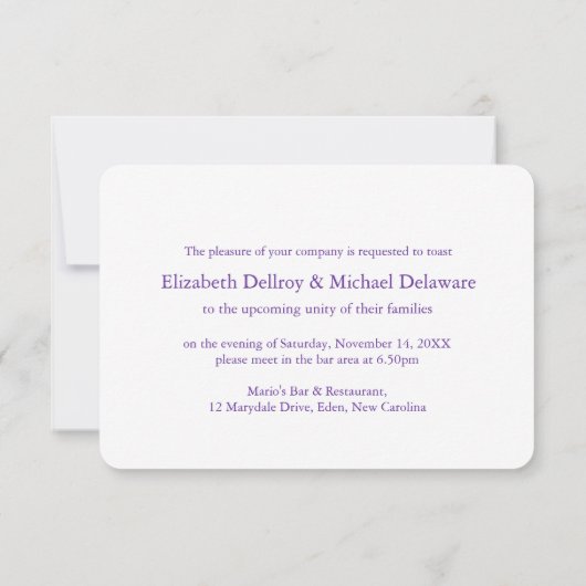 Invitation Dîner de répétition mariage du coeur de diamant in (Dos)