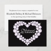 Invitation Dîner de répétition mariage du coeur de diamant mo (Devant / Derrière)