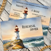 Invitation Dîner de répétition Mariage du phare d'aquarelle