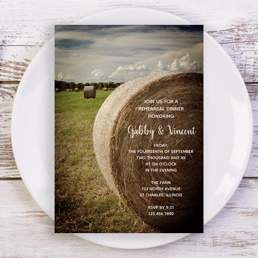 Invitation Dîner de répétition Mariage du Ranch de Hay Bales 