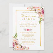 Invitation Dîner de répétition mariage Élégant Chic Gold Flor (Devant)