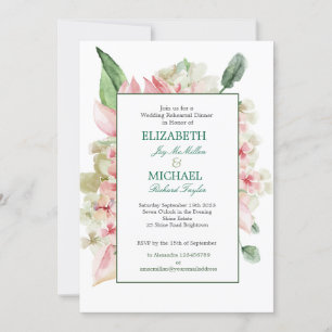 Invitation Dîner de répétition mariage élégant floral chic