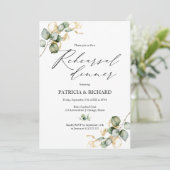 Invitation Dîner de répétition Mariage Elégant Gold Green (Debout devant)