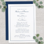 Invitation Dîner de répétition Mariage Élégant Script Bleu Bl