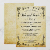 Invitation Dîner de répétition Mariage élégant Vintage Parchm (Devant / Derrière)