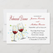 Invitation Dîner de répétition Mariage en Bourgogne rouge Vin (Devant)