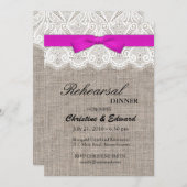 Invitation Dîner de répétition Mariage en dentelle et en tach (Devant / Derrière)