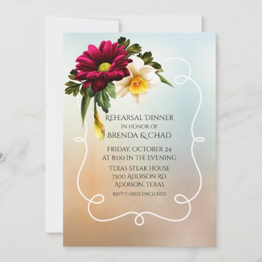 Invitation Dîner de répétition Mariage en fleurs du printemps (Devant)