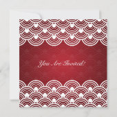 Invitation Dîner de répétition Mariage en rouge Motif (Dos)