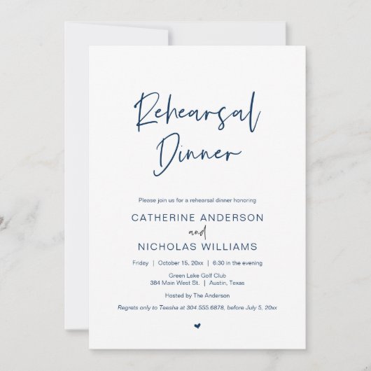 Invitation Dîner de répétition mariage et fête Inv (Devant)