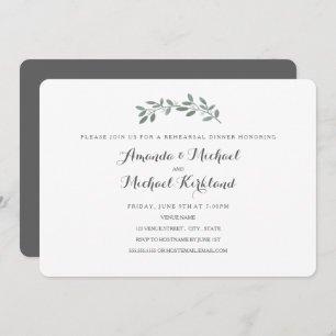 Invitation Dîner de répétition Mariage Eucalyptus élégant